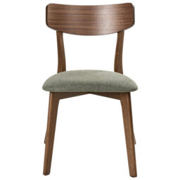 Wyld And Coco Heritage Retro Dining Chairs - Pair, Dark Brown Rubberwood Frame, Padded Green Fabric Seats - thumbnail 1