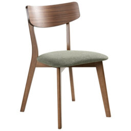 Wyld And Coco Heritage Retro Dining Chairs - Pair, Dark Brown Rubberwood Frame, Padded Green Fabric Seats - thumbnail 4