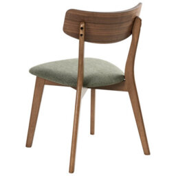 Wyld And Coco Heritage Retro Dining Chairs - Pair, Dark Brown Rubberwood Frame, Padded Green Fabric Seats - thumbnail 5