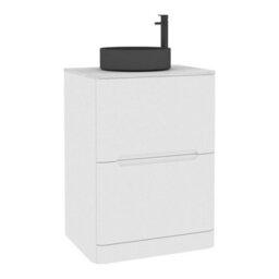Royal Bathrooms Venice 600mm Gloss White Freestanding Bathroom Countertop Vanity Unit 2 Drawer With Art Round Basin - thumbnail 7