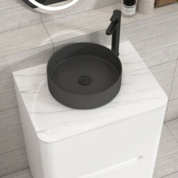 Royal Bathrooms Venice 600mm Gloss White Freestanding Bathroom Countertop Vanity Unit 2 Drawer With Art Round Basin - thumbnail 6