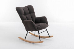 Abrihome Mid Century Modern Teddy Fabric Tufted Upholstered Rocking Chair Padded Seat For Living Room Bedroom,dary Gray - thumbnail 9