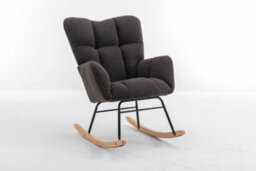 Abrihome Mid Century Modern Teddy Fabric Tufted Upholstered Rocking Chair Padded Seat For Living Room Bedroom,dary Gray - thumbnail 4
