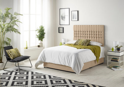 Somnior Beds Somnior Galaxy Plush Beige 6Ft Memory Foam Divan Bed With 2 Drawers, Mattress & Headboard - Super King - image 1