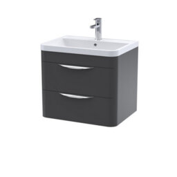 Balterley Aldershawe Contemporary Wall Hung 2 Drawer Bathroom Vanity Unit & Polymarble Basin, Dark Grey, 550mm - thumbnail 1