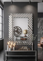 Biznest Large Modern 75X100Cm Slide Border Silver Wall Mirror Decorative Wall Mounted Hanging Bathroom Bedroom Home Décor - thumbnail 2