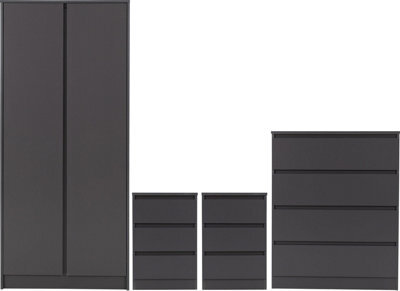 Seconique Malvern 2 Door Wardrobe Bedroom Set Grey With Chest And X2 Bedsides - image 1