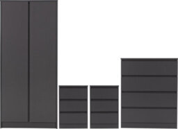 Seconique Malvern 2 Door Wardrobe Bedroom Set Grey With Chest And X2 Bedsides - thumbnail 2