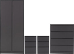 Seconique Malvern 2 Door Wardrobe Bedroom Set Grey With Chest And X2 Bedsides - thumbnail 1