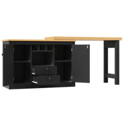 Matteo Extendable Black 360-Degree Rotating Bar Table With Wine Rack & Storage Cabinet, Kitchen Island / Dining Bar - Mdf - thumbnail 9