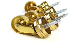 L&F 4X Brass Castor & Ring 29mm Screw In Castor  Furniture Beds Sofas Chairs Stools - thumbnail 2