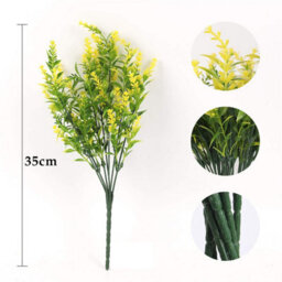 Amorly 18Pcs Yellow Artificial Lavender Flowers Outdoor Uv Resistant Fake Flowers No Fade Faux Plastic Plants Window Box Decorating - thumbnail 3