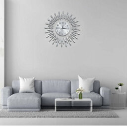 38Cm Diamante Beaded Crystals Quartz Jeweled Wall Clock Home Decor Living Room Wall Clock Silver - thumbnail 5
