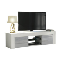 Tv Unit 130Cm Modern White With High Gloss Grey Doors - Creative Furniture - thumbnail 7