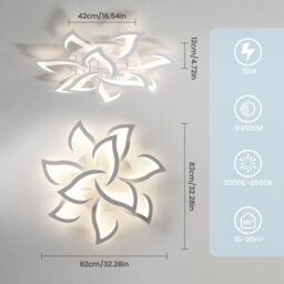 Pheashine Dimmable Petal Led Ceiling Light,70W Dia 82Cm White Acrylic With Remote Control For Living Room, Bedroom Or Kitchen - thumbnail 4
