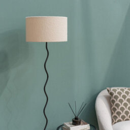 Valuelights Black Metal Wavy Stem Floor Lamp With A Cream Boucle Shade - thumbnail 3