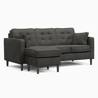 Furnishings For Less UK Eden L Shaped Reversible Chaise 3 Seater Graphite Chenille Fabric - image 1