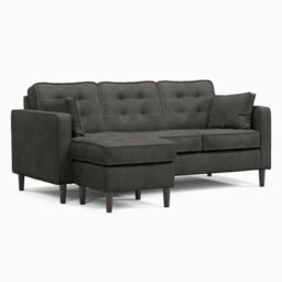 Furnishings For Less UK Eden L Shaped Reversible Chaise 3 Seater Graphite Chenille Fabric - thumbnail 1