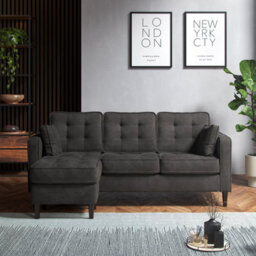 Furnishings For Less UK Eden L Shaped Reversible Chaise 3 Seater Graphite Chenille Fabric - thumbnail 5