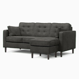 Furnishings For Less UK Eden L Shaped Reversible Chaise 3 Seater Graphite Chenille Fabric - thumbnail 2