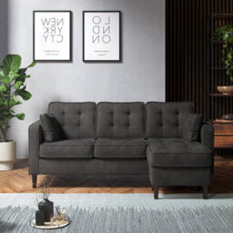 Furnishings For Less UK Eden L Shaped Reversible Chaise 3 Seater Graphite Chenille Fabric - thumbnail 6