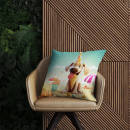 Warren Reed Designer Dog On A Beach Holiday Outdoor Cushion 45Cm X 45Cm - thumbnail 2