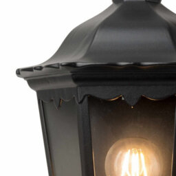 First Choice Lighting Set Of 2 Sienna Black With Clear Glass Ip44 Outdoor Half Lantern Wall Lights - thumbnail 3