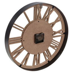 Urbn-Living Urbnliving 40Cm Diameter Wood & Black Metal Mural Clock Extra Large Rustic Open Face Roman Numerals Wall Watch - thumbnail 4