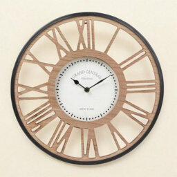Urbn-Living Urbnliving 40Cm Diameter Wood & Black Metal Mural Clock Extra Large Rustic Open Face Roman Numerals Wall Watch - thumbnail 1