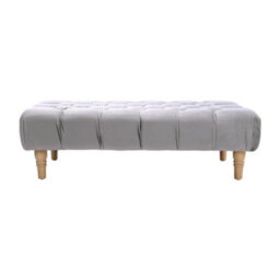 Living And Home Light Grey Vintage Button Tufted Rectangular Velvet Footstool Bench With Wood Legs W 1000 X D 600 X H 300 mm - thumbnail 5