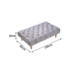 Living And Home Light Grey Vintage Button Tufted Rectangular Velvet Footstool Bench With Wood Legs W 1000 X D 600 X H 300 mm - thumbnail 3