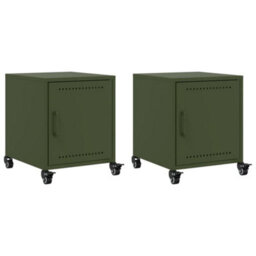 Berkfield Bedside Cabinets 2 Pcs Olive Green 36X39X43.5 Cm Steel - thumbnail 2