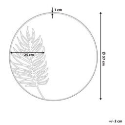 Beliani Round Wall Mirror 57Cm - Leaf-Pattern Gold Frame, Mdf, No Assembly Required - thumbnail 3