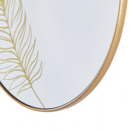 Beliani Round Wall Mirror 57Cm - Leaf-Pattern Gold Frame, Mdf, No Assembly Required - thumbnail 5