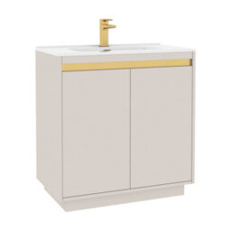 Royal Bathrooms Orion 800mm Warm Taupe 2 Door Floor Standing Vanity Unit With Ceramic Basin & Brushed Brass Strip - thumbnail 8