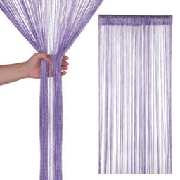 Neel Blue String Curtains Glitter Fringe Panel Fly Screen Doorway Tassel Curatin, 200Cm X 90Cm - Light Purple - thumbnail 1