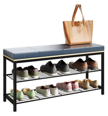 Vcm Metal Wood Seat Shoe Rack Taliro - image 1