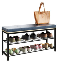 Vcm Metal Wood Seat Shoe Rack Taliro - thumbnail 1