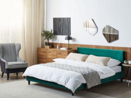 Beliani Bed Velvet Fitou 160 X 200 Cm (Eu King Size) Dark Green - thumbnail 2