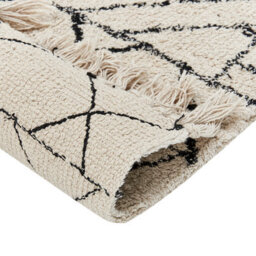 Beliani Cotton Aztec Rug Beige And Black 160 X 230 Cm Low Pile - thumbnail 5