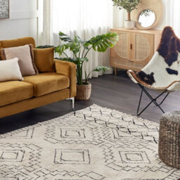 Beliani Cotton Aztec Rug Beige And Black 160 X 230 Cm Low Pile - thumbnail 2