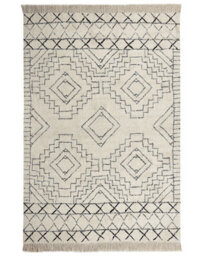 Beliani Cotton Aztec Rug Beige And Black 160 X 230 Cm Low Pile - thumbnail 1