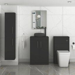 Royal Bathrooms Turin 500mm Freestanding Bathroom Vanity Unit With Sink 2 Door Matt Black & Milan Black Countertop Basin - thumbnail 3