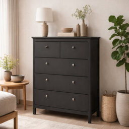 Wyld Haus Gossmere Matt Black 5-Drawer Chest Of Drawers - thumbnail 1