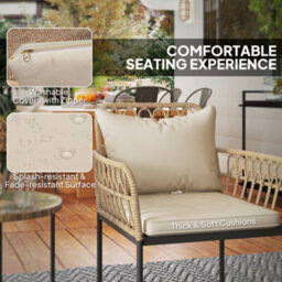 Outsunny 3 Piece Rattan Bistro Set, Balcony Table And Chairs With Cushions - thumbnail 5