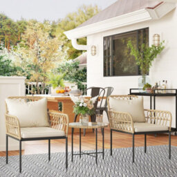 Outsunny 3 Piece Rattan Bistro Set, Balcony Table And Chairs With Cushions - thumbnail 9
