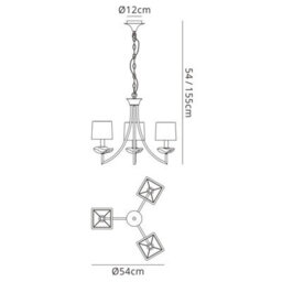 Luminosa Lighting Luminosa Akira Pendant 3 Light E14, Antique Brass With Cream Shades - thumbnail 6