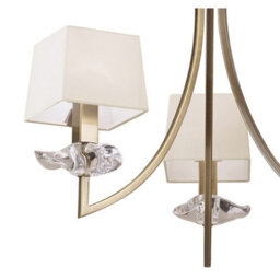 Luminosa Lighting Luminosa Akira Pendant 3 Light E14, Antique Brass With Cream Shades - thumbnail 5