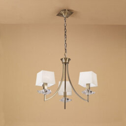 Luminosa Lighting Luminosa Akira Pendant 3 Light E14, Antique Brass With Cream Shades - thumbnail 2