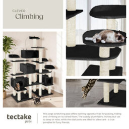 Tectake Cat Tree Entissar - 214 Cm Tall, Sisal Scratching Posts, Anti-Tip Protection - Black - thumbnail 3